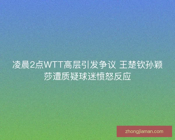 凌晨2点WTT高层引发争议 王楚钦孙颖莎遭质疑球迷愤怒反应